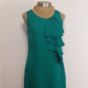 FINAL! KELLY GREEN RUFFLED SHEATH DRESS